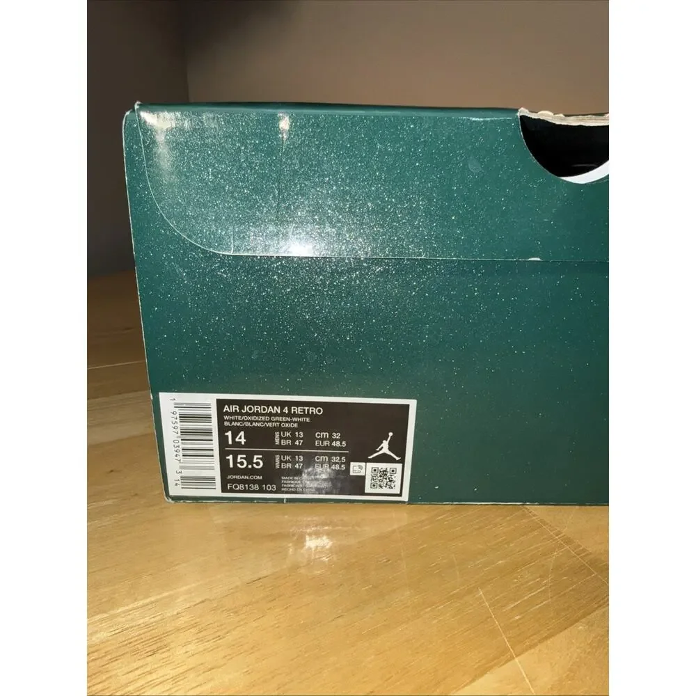 Size 14 - Jordan 4 Retro Oxidized Green FQ8138-103 White Black 2023 OG Box